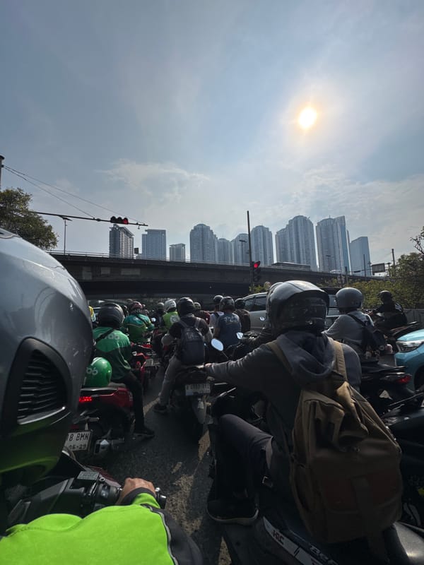 Rush hour motorcycle congestion observed in West Jakarta