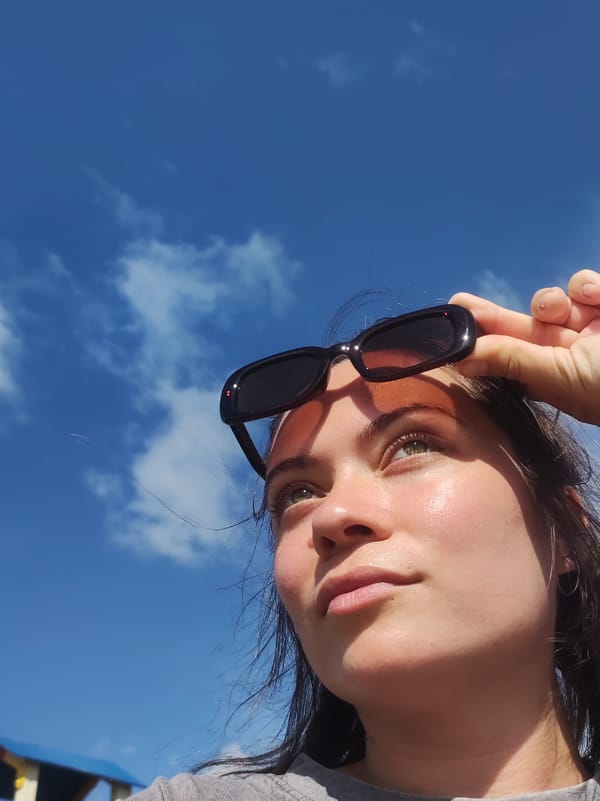 Swing set selfies on a sunny day in rural Russia