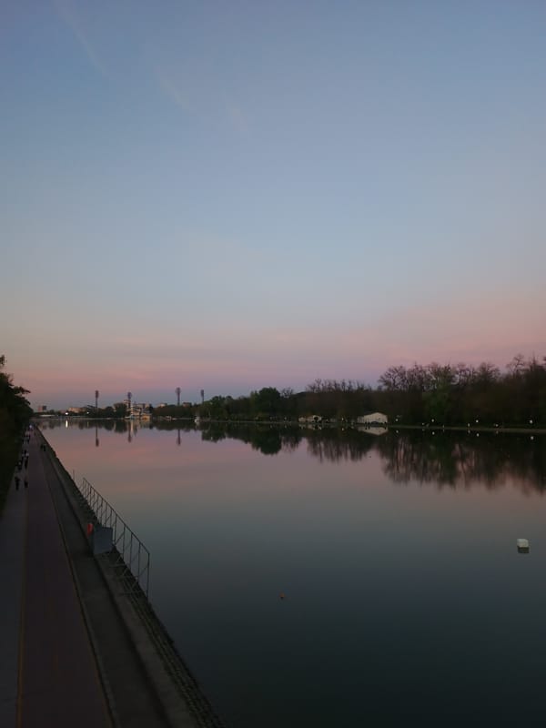 Person observed on bridge at Plovdiv Regatta Course during dusk