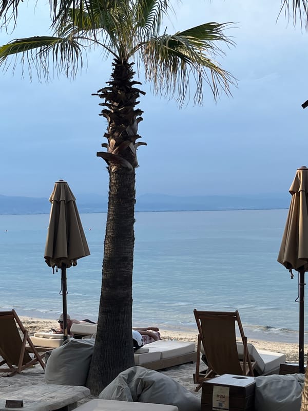 Peaceful beach afternoon captured on Greek island of Thassos