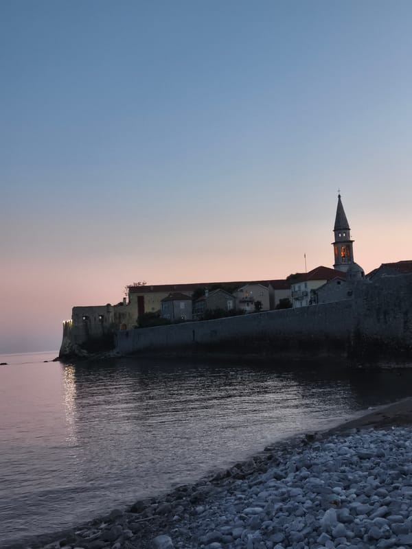 Twilight scenes captured in historic Budva, Montenegro