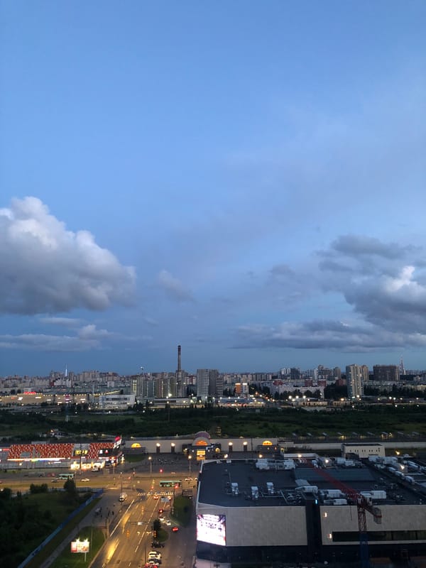 Aerial dusk cityscapes and indoor cat shots from one evening