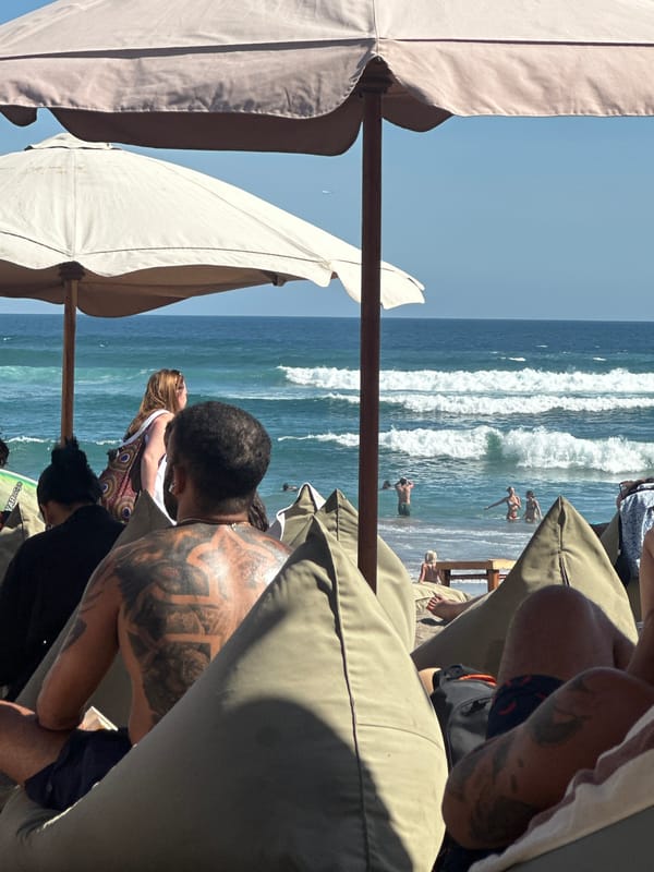 Packed beach club day in North Kuta, Bali