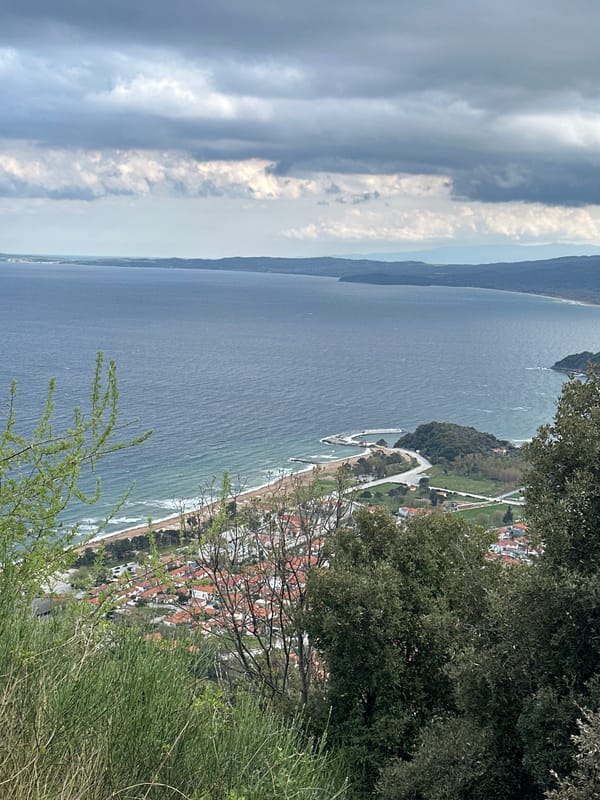 Coastal landscape view captured in Stratoni, Greece