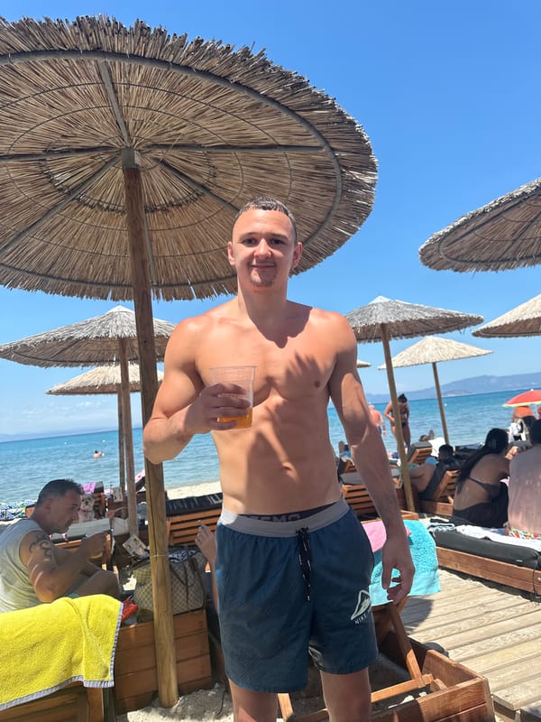 Sunday beach day unfolds at Greek coastal resort