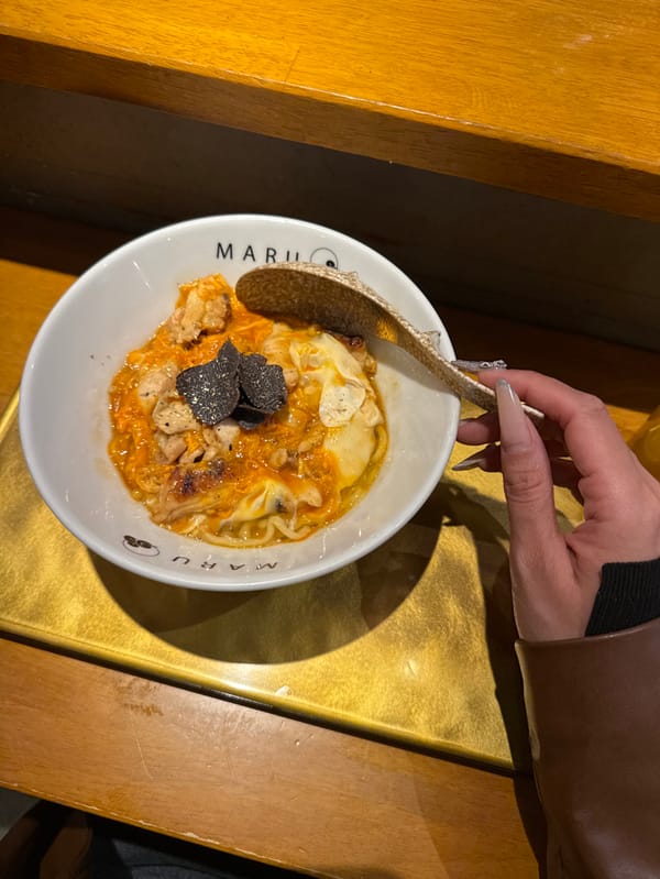 Late-night ramen with truffles photographed in Meguro, Tokyo