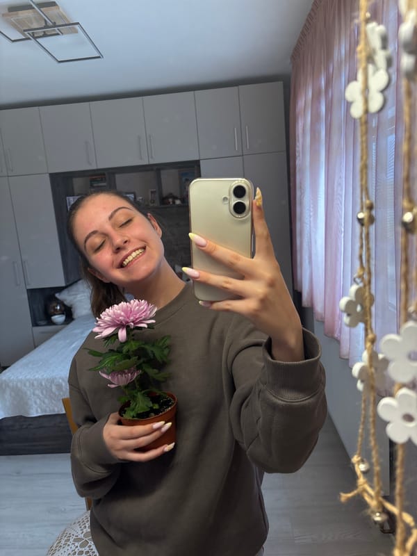 Woman Documents Afternoon With Selfies, Flowers in Bulgaria
