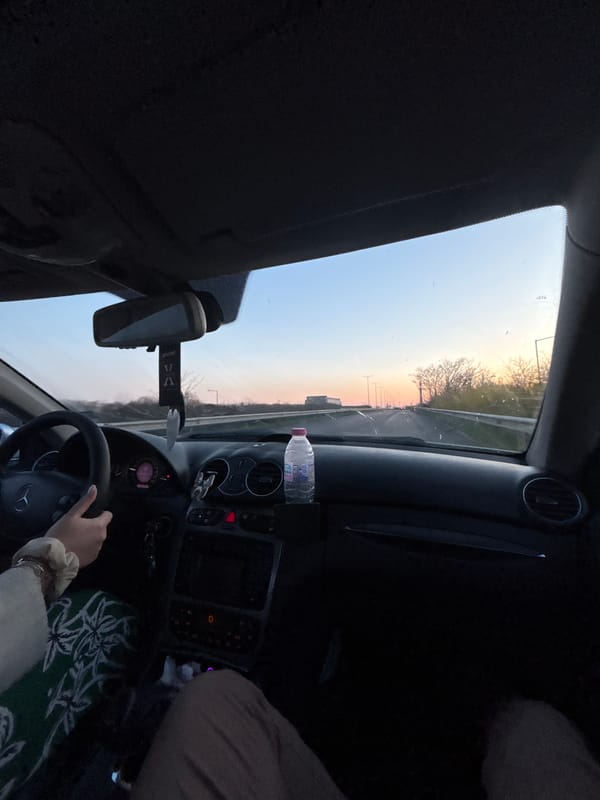 Driver captures twilight sky gradient near Burgas, Bulgaria