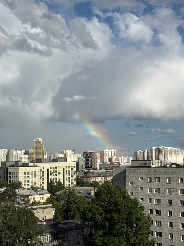 Rainbow appears over Yekaterinburg skyline Friday afternoon