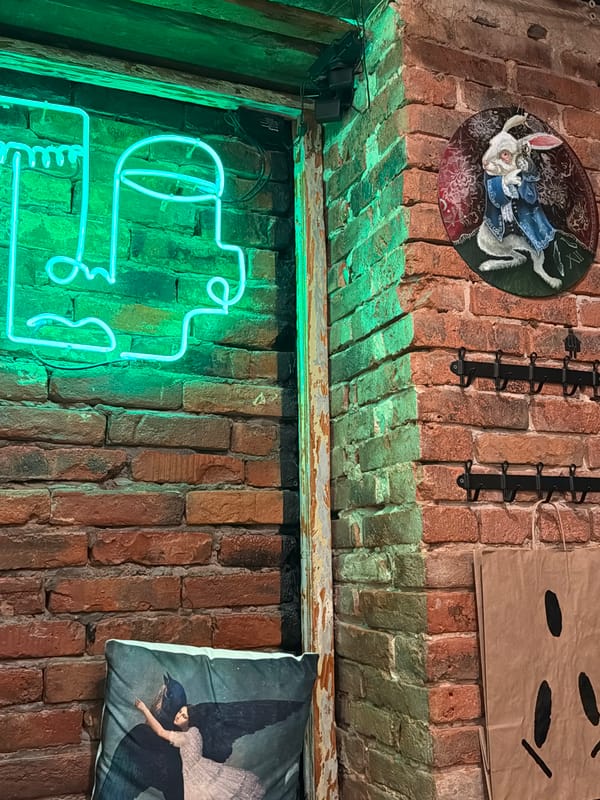 Evening gathering at rustic bar in Rostov-on-Don