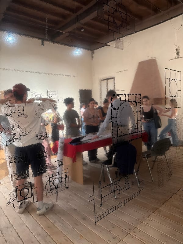 Architectural plans reflection captured in bright Mantua interior space