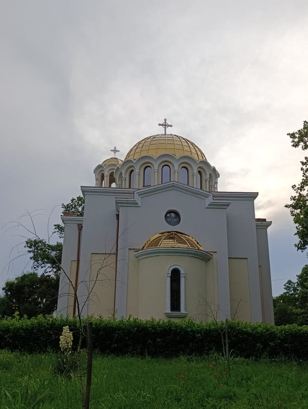 Afternoon walk captures Orthodox church, dogs, flowers in Eastern Europe