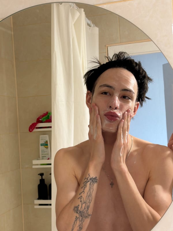 Man's morning skincare routine documented in Yekaterinburg