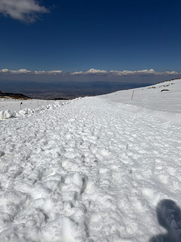 Snow-covered slopes observed near Bistritsa, Bulgaria