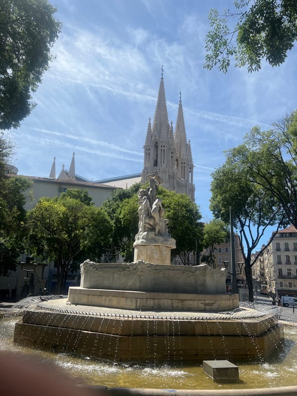 Public fountain sculpture observed in Marseille