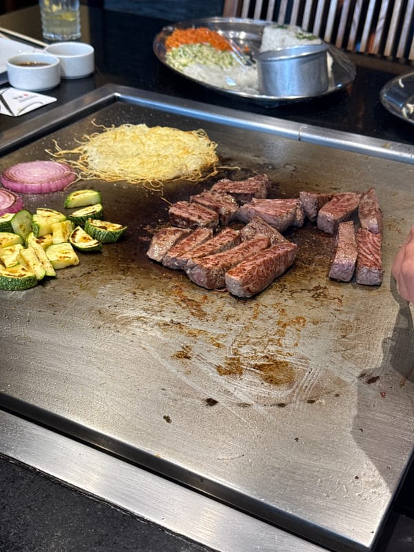 Teppanyaki dinner documented at Suntory restaurant in Puebla