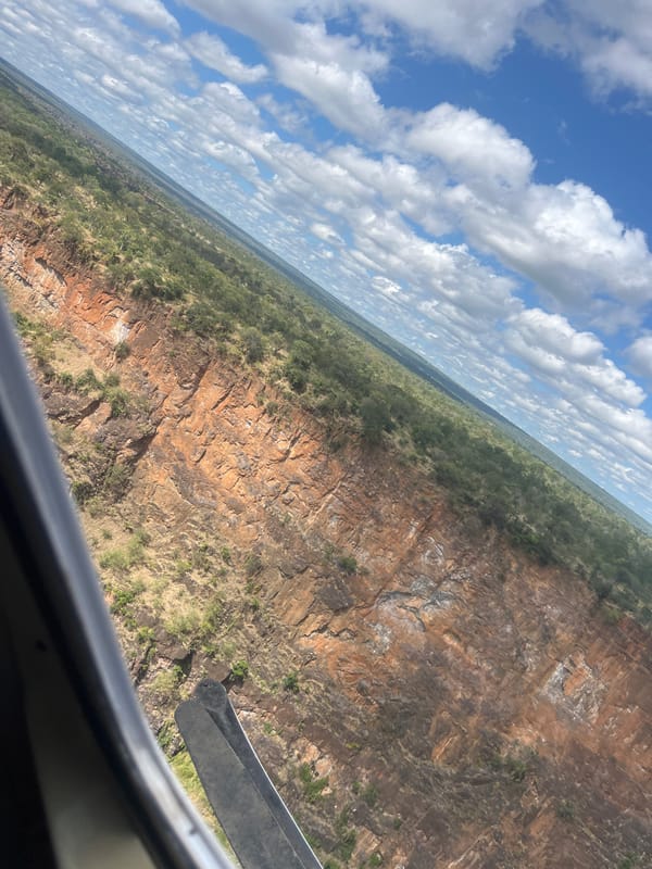 Aerial photography captured over Victoria Falls from aircraft