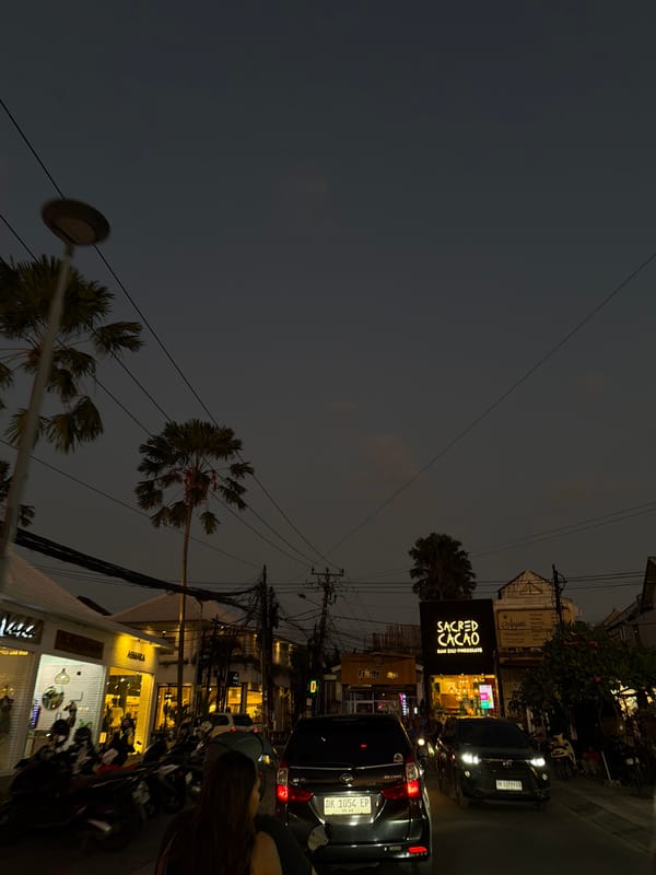 Evening scenes documented across North Kuta, Bali