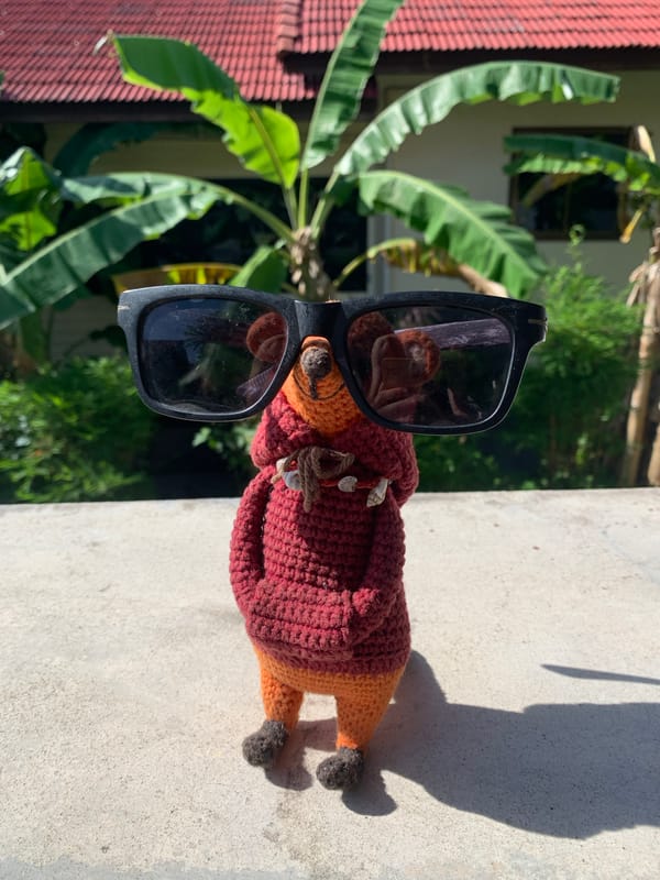 Man photographs self with toy fox in Thailand