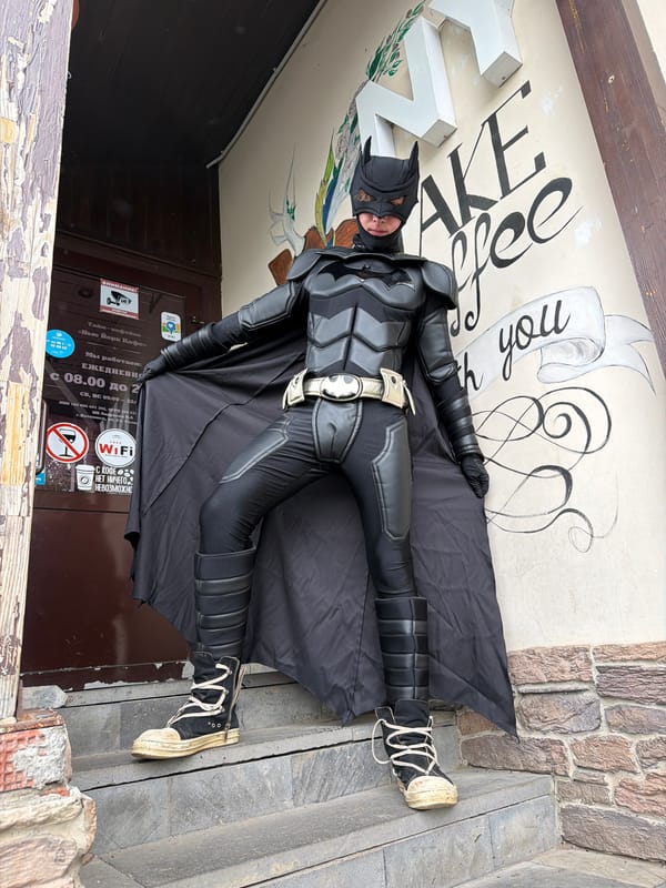 Casual weekend scenes captured around Votkinsk, Russia including Batman sighting