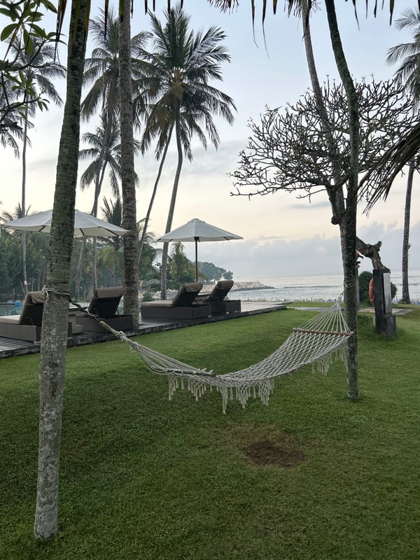 Relaxed evening at a beachside resort in Manggis, Bali