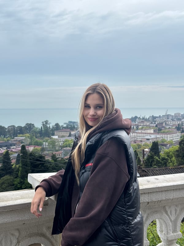 Woman visits scenic overlook in Sokhumi, Abkhazia