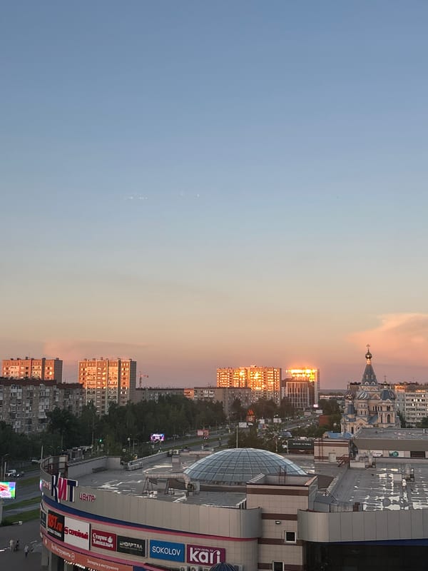 Cafe afternoon in Izhevsk, tea and pastry as the sun sets