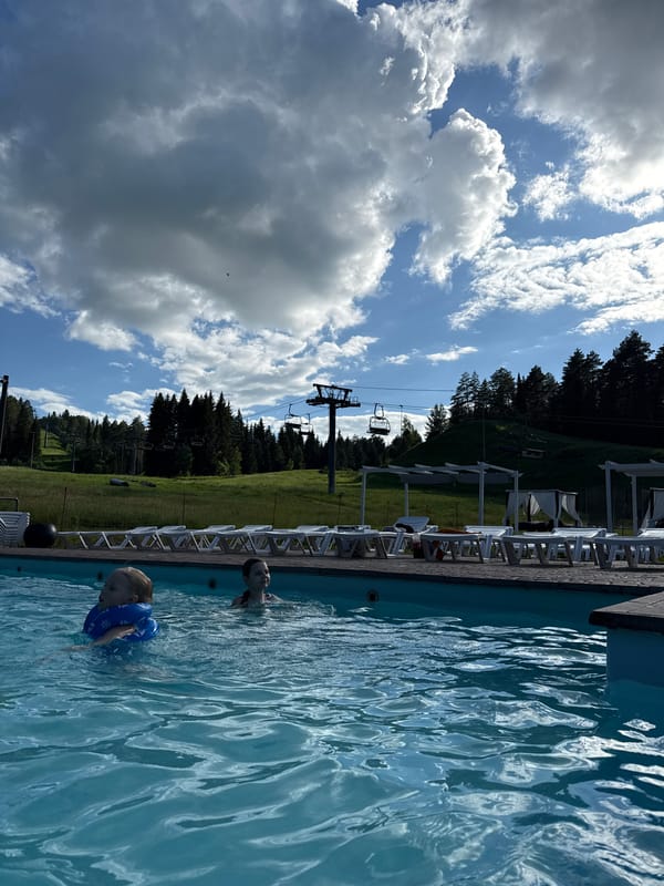 Summer pool day captured at Russian resort in Nechkino