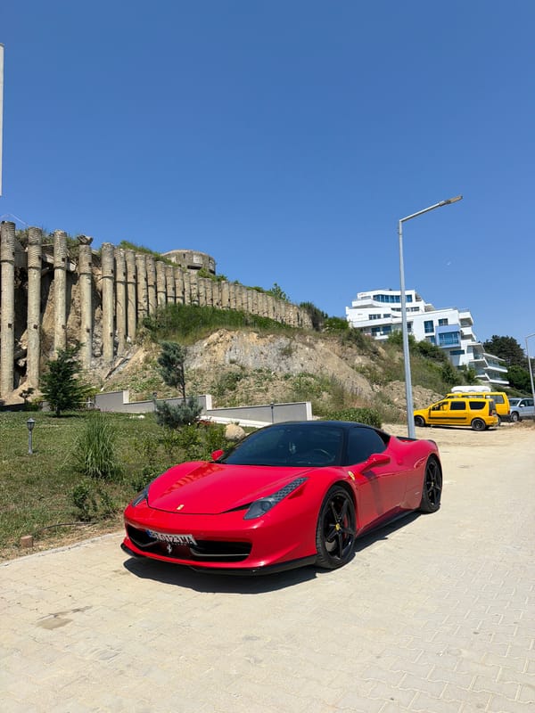 Red Ferrari turns heads along Obzor's sunny seafront