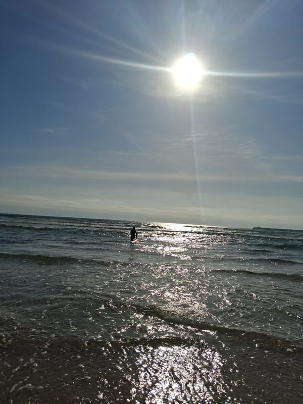 Beach visit captured in Figueira da Foz with fishing and sand art