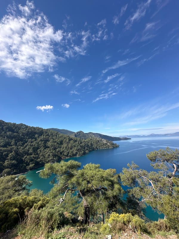 Elevated coastal view captured in Fethiye, Turkey