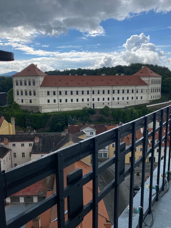 Morning documentation of Bílina townscape from elevated viewpoints