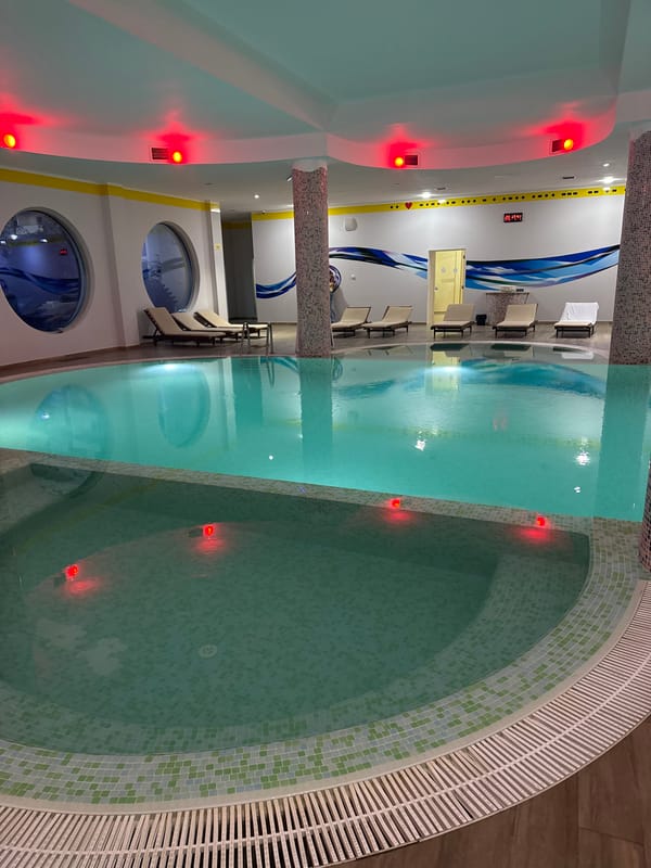 Witness documents pool facilities and coastal sunset views