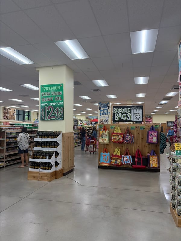 Evening grocery shopping documented at Coral Gables Trader Joe's