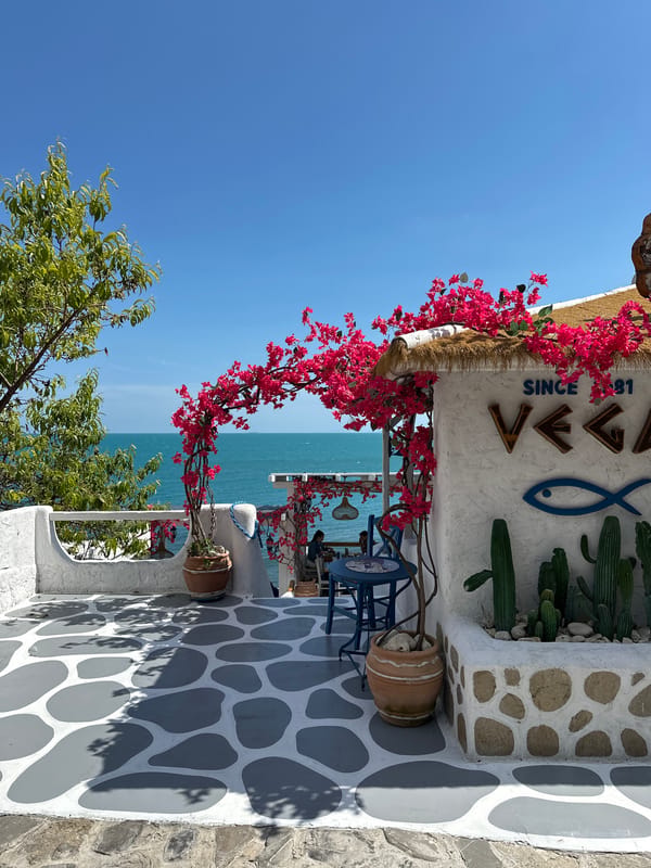 Sunny afternoon on Nesebar's seaside terrace