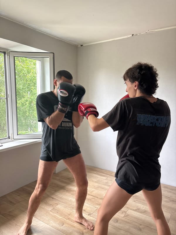 Boxing training session captured indoors in Chaikovsky, Russia