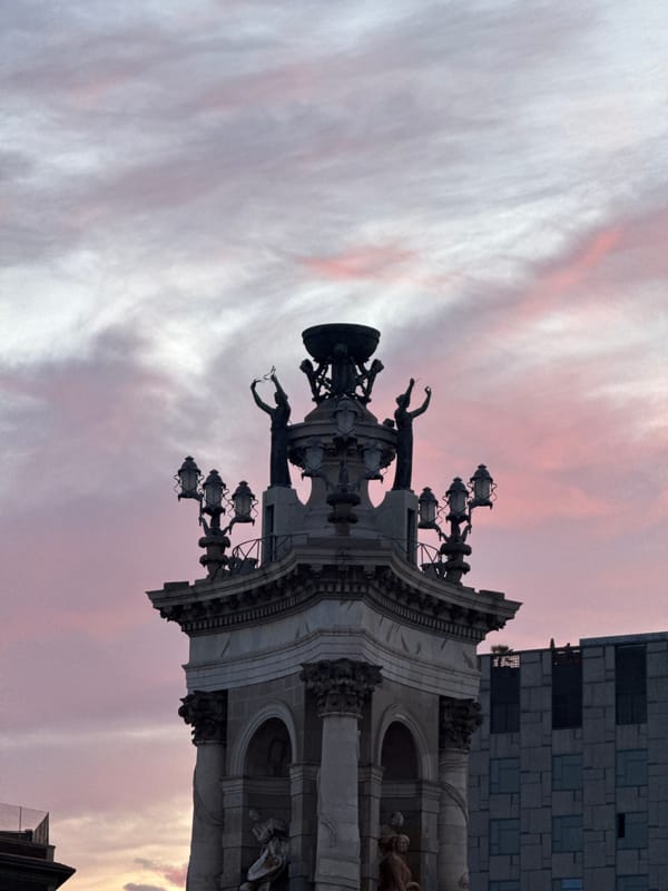 Evening scenes captured across central Barcelona landmarks and plazas