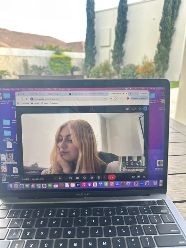 Video conference in progress on outdoor laptop in McAllen