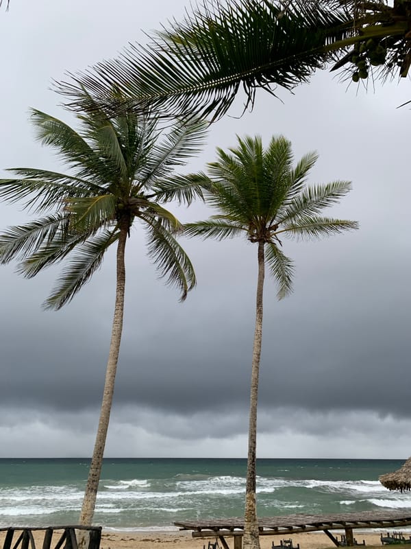 Evening documentation of Venezuelan beach resort under stormy skies