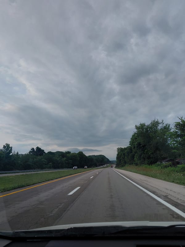 Rolling down a cloudy Kentucky highway near Clay City