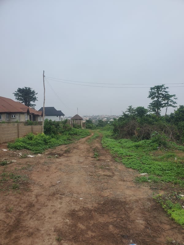 Construction and older buildings sit side by side along a dirt road