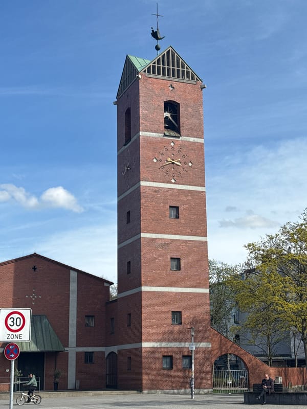 Munich brick church tower captured in afternoon documentation