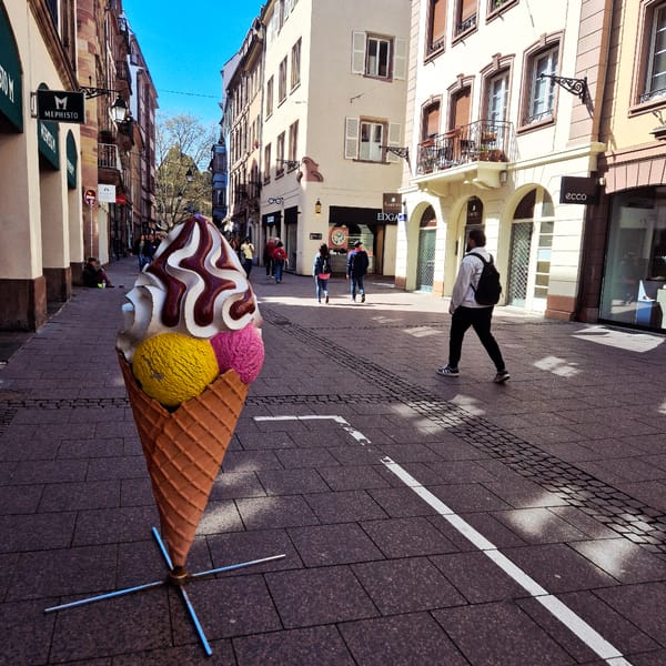 Sand sculptures appear on Strasbourg streets near Easter displays