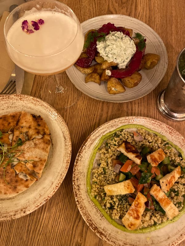 Evening meal documented at restaurant table setting