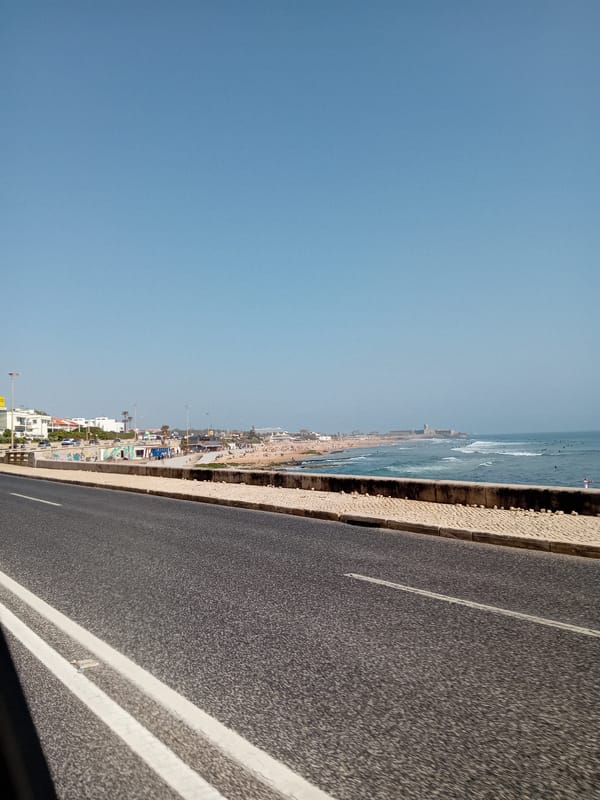 Roadside beach view photographed in Cascais, Portugal