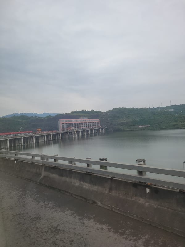 Hydroelectric dam observed in Caojie, China morning hours