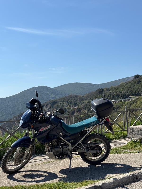 Touring motorcycle spotted roadside in Montenegro mountains
