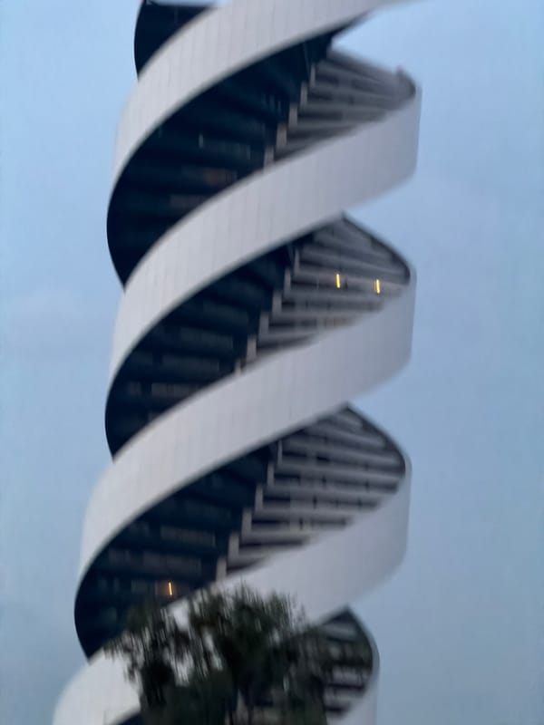 Modern spiral architecture photographed in San Bernardino Tlaxcalancingo