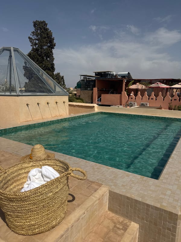 Sunny afternoon at a Marrakesh rooftop pool
