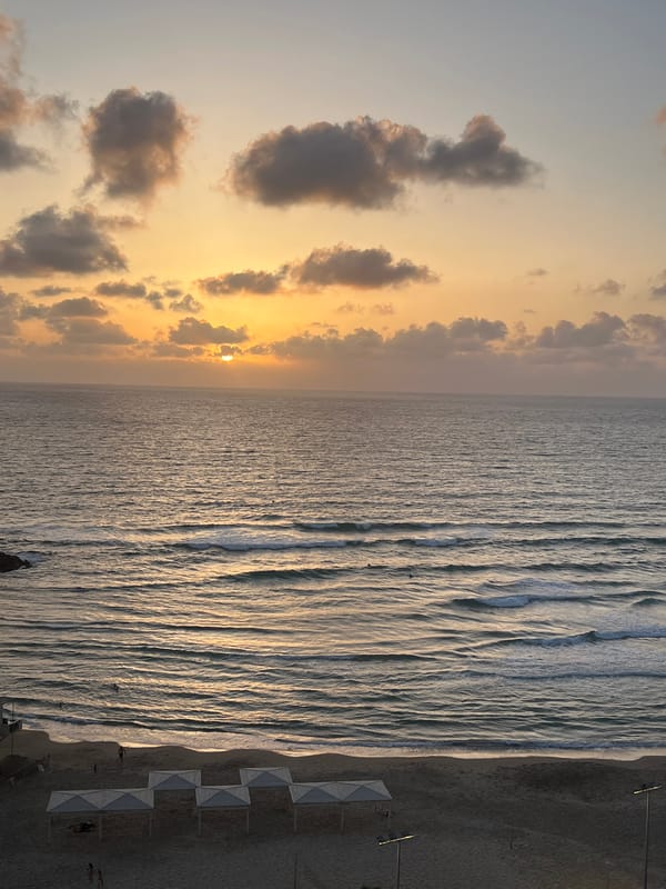 Sunset observed over Mediterranean Sea from Haifa, Israel